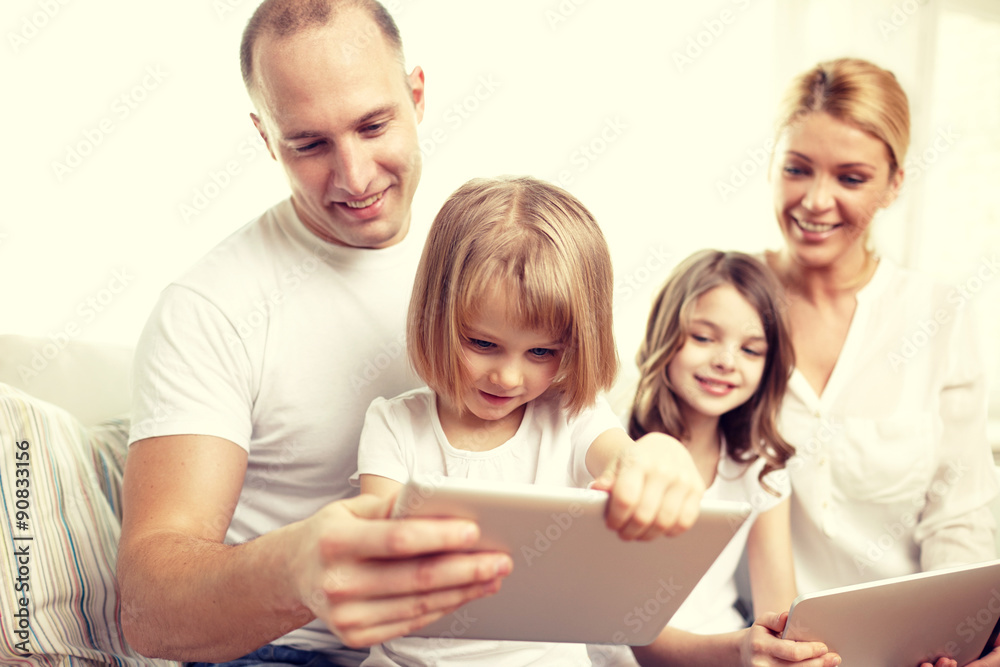 happy family with tablet pc computers at home happy family with tablet pc computers at home