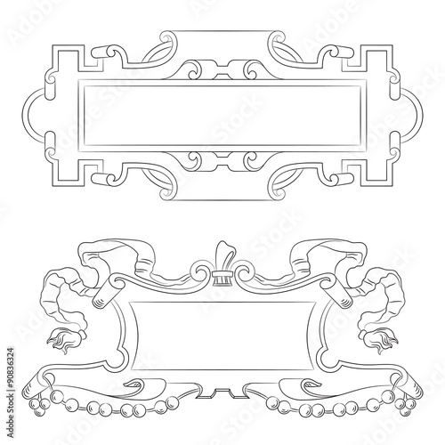 Vector borders. Vintage luxury decorative ornate shield, frame and border. Set of coat of arms.