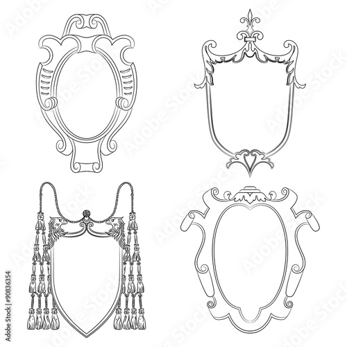 Vector heraldic frames. Vintage luxury decorative ornate shield, frame and border. Set of coat of arms.