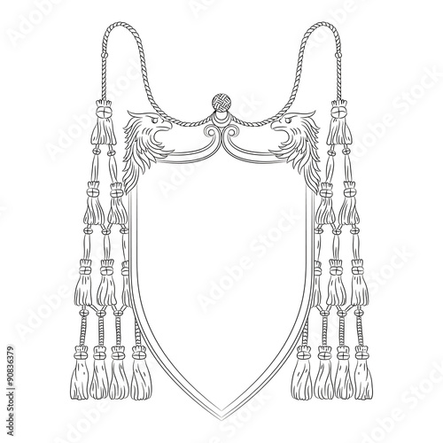 Decorative vector shield with eagles and tassels
