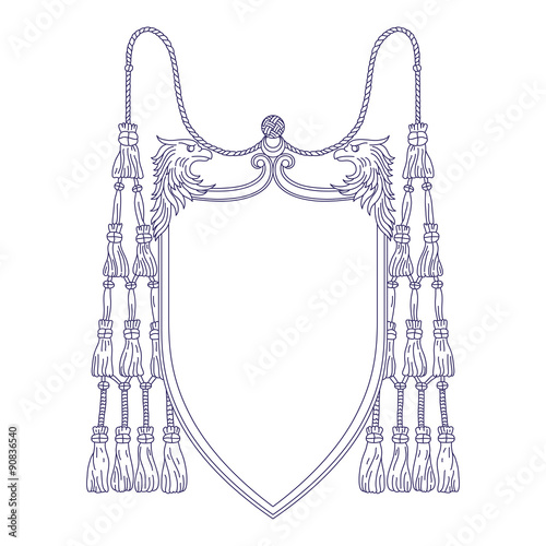 Decorative vector shield with eagles and tassels