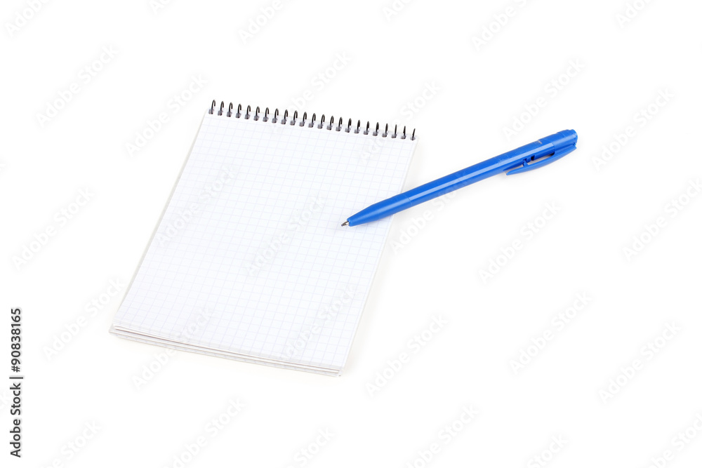 Paper notebook with blue pen Paper notebook with blue pen