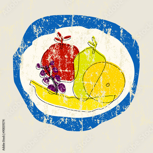 retro fruit illustration, vector format, fictional artwork