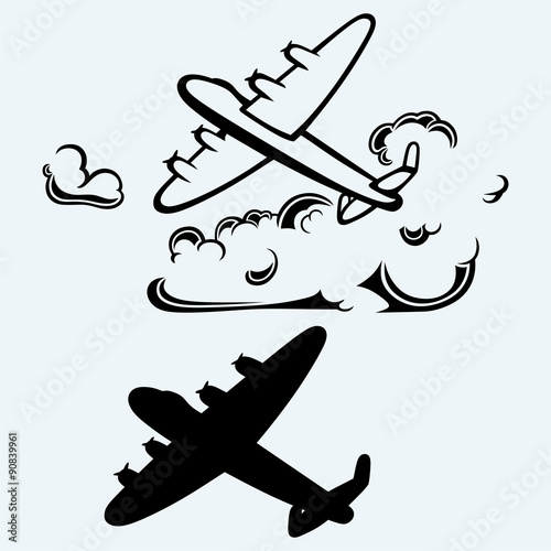Lancaster bombers. Isolated on blue background
