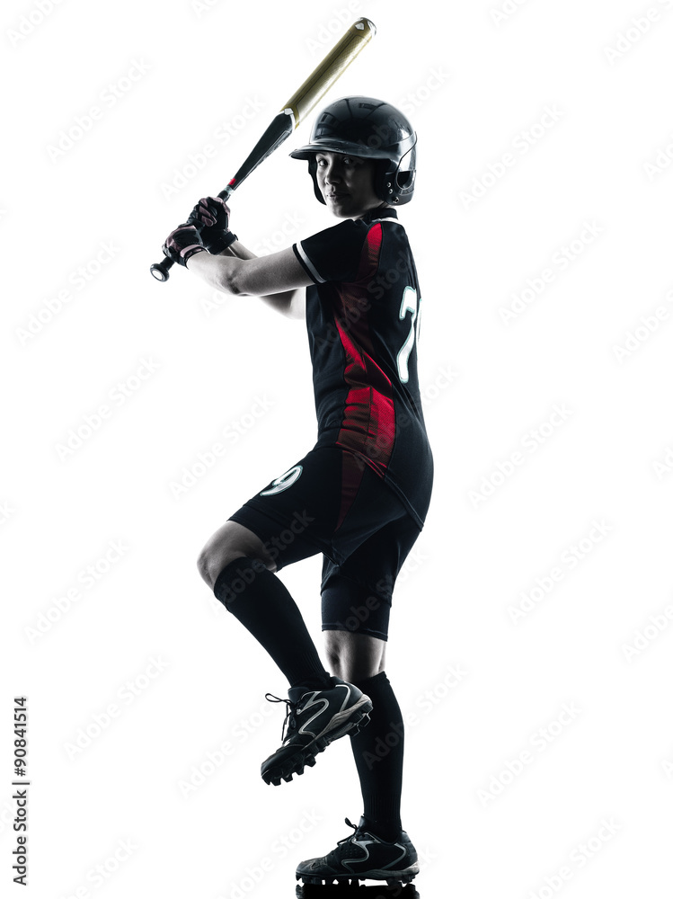 woman playing softball players silhouette isolated woman playing softball players silhouette isolated
