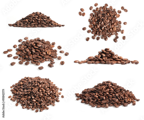Fényképezés Collection of coffee beans heap on white