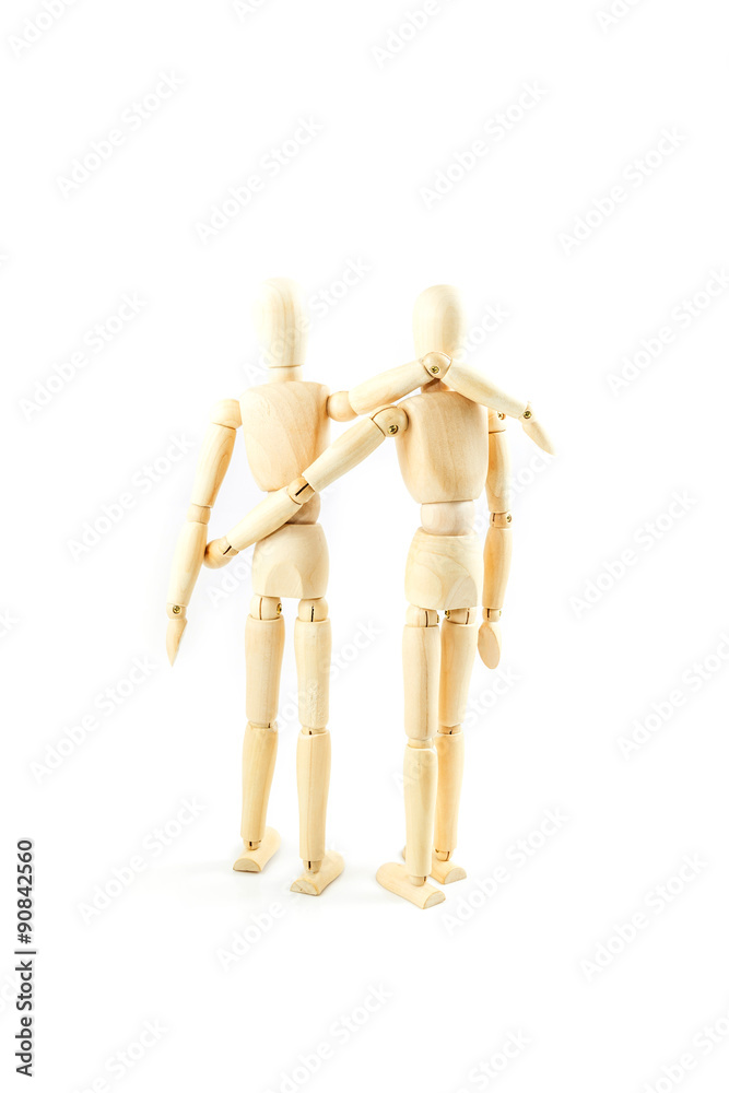 dummy wooden friend together on white background dummy wooden friend together on white background