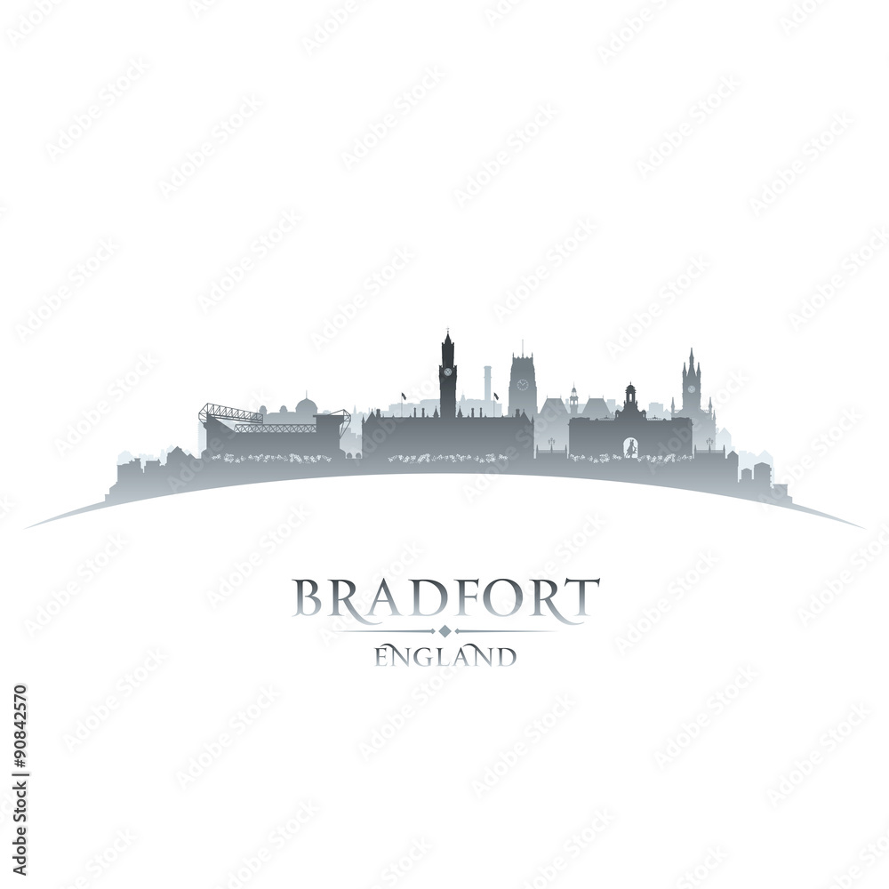 Bradfort England city skyline silhouette white background