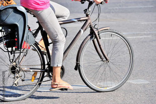 Scandinavian woman on bike