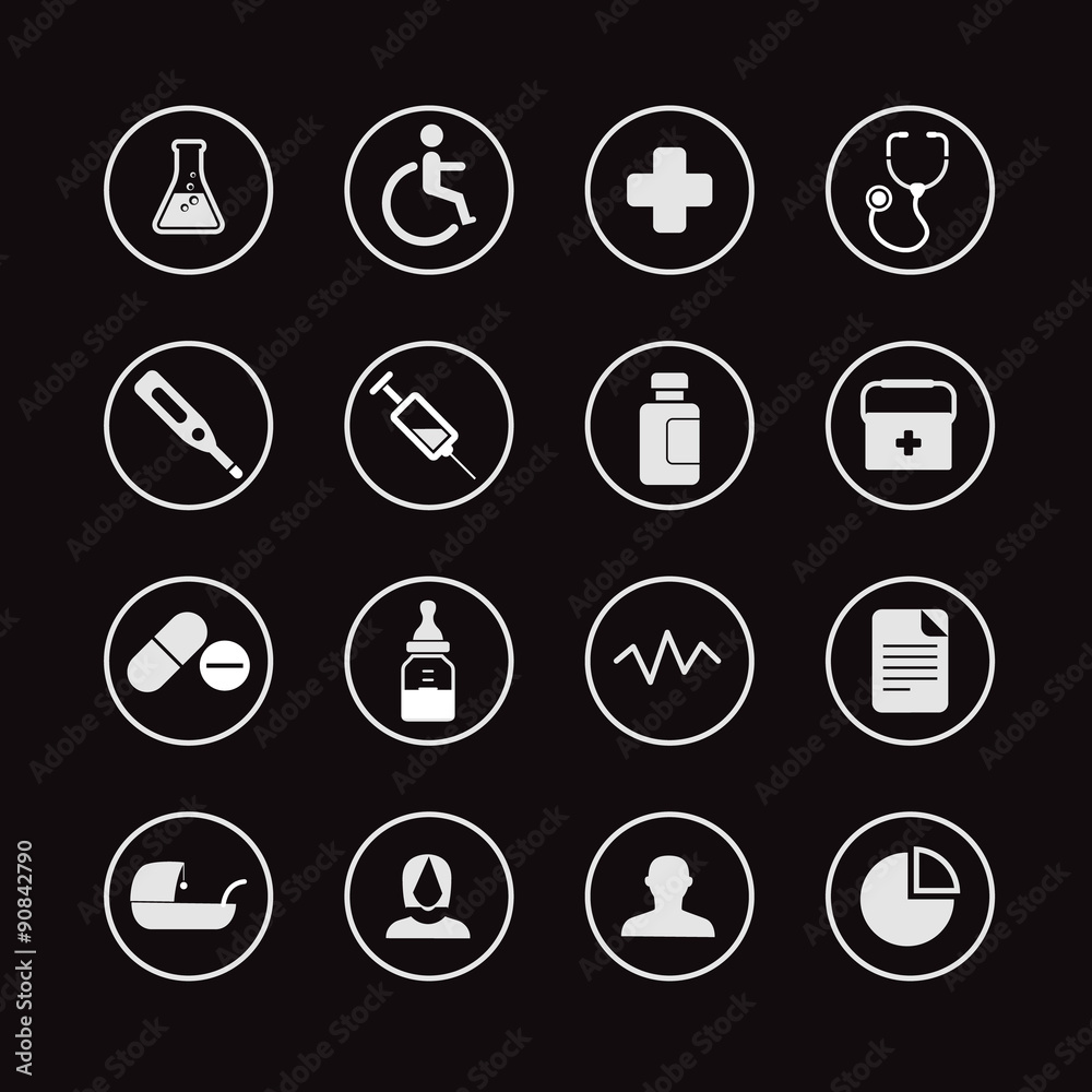 Different web interface icons clip-art. Healthcare