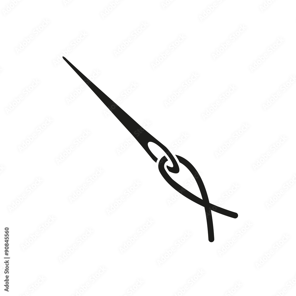 The thread with a needle icon. Tailor and sewing, needlework, clothier symbol. Flat The thread with a needle icon. Tailor and sewing, needlework, clothier symbol. Flat