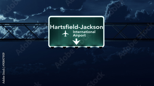 Atlanta USA Airport Highway Sign at Night photo