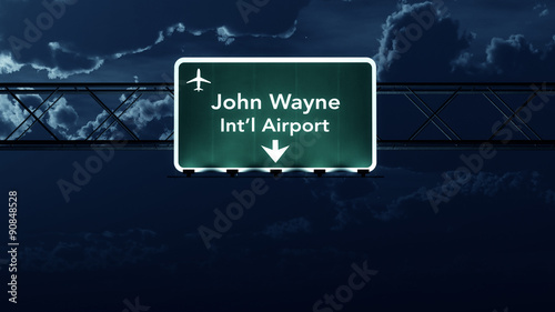 Santa Ana USA Airport Highway Sign at Night photo