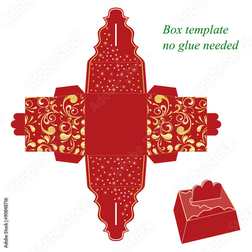 Obraz na plátně Red gift box template with floral pattern