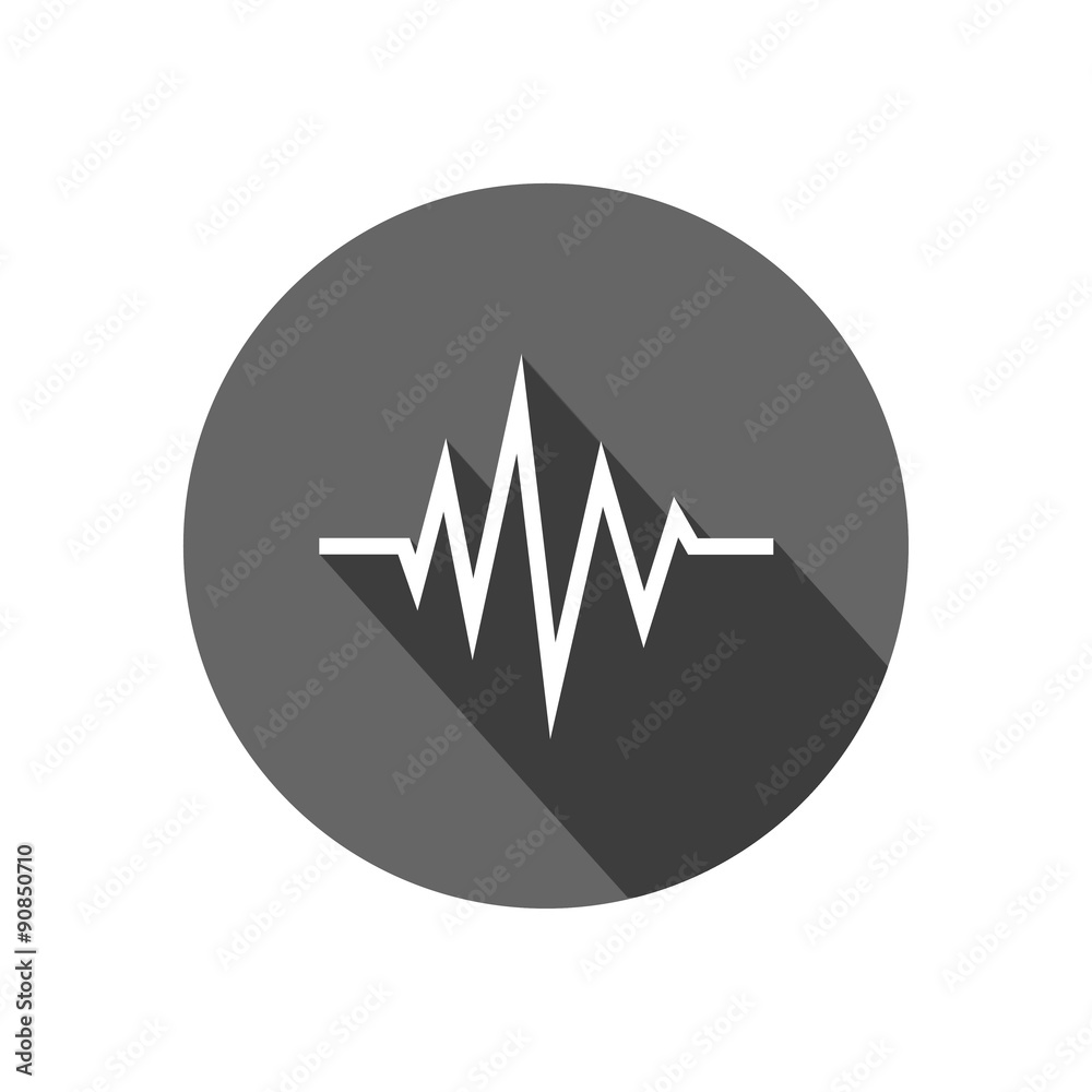 sound waves oscillating icon,long shadow