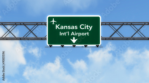 Kansas City USA Airport Highway Sign