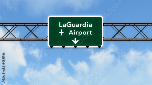 New York LaGuardia USA Airport Highway Sign