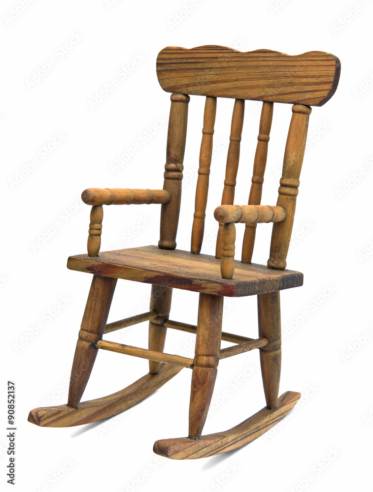 Wooden rocking chair isolated on white Wooden rocking chair isolated on white