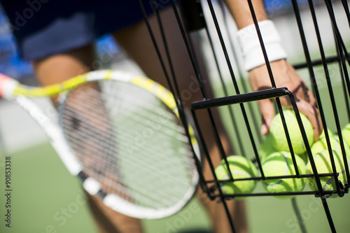 Young woman playing tennis