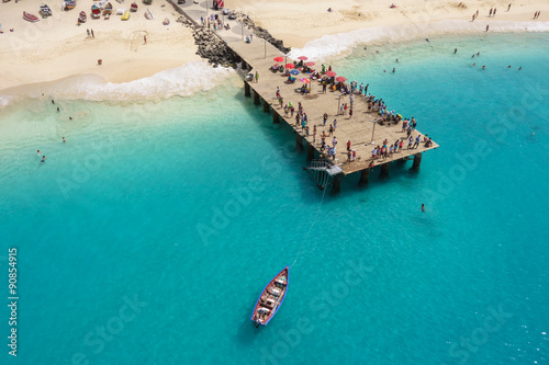 Aerial view of Santa Maria beach in Sal Island Cape Verde - Cabo photo