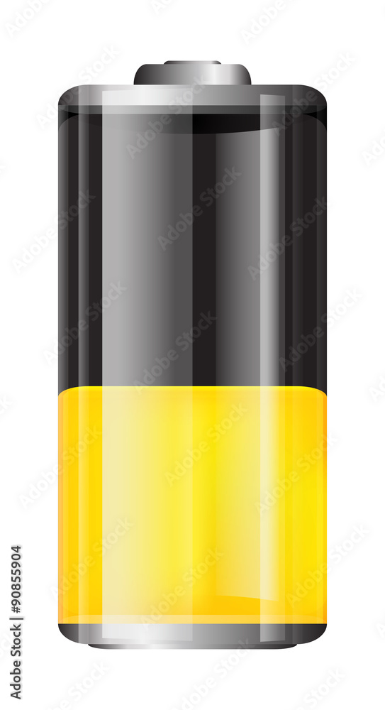 Vector transparent battery illustration. Full green battery on dark background Vector transparent battery illustration. Full green battery on dark background