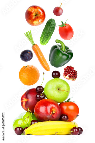 Fresh fruits and vegetables falling