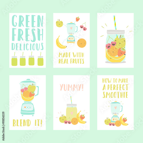 Set of six nice smoothie cards. 