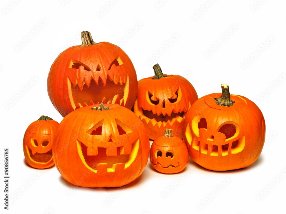 Large group of Halloween Jack o Lanterns over a white background Large group of Halloween Jack o Lanterns over a white background