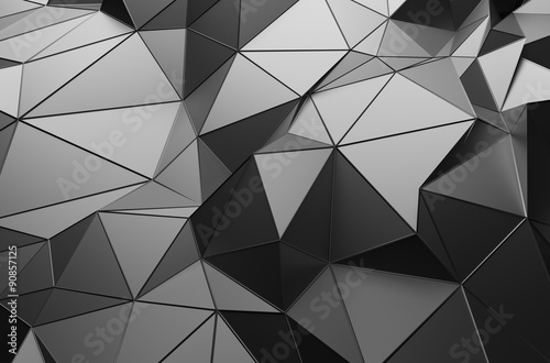 Abstract 3D Rendering of Low Poly Dark Surface.