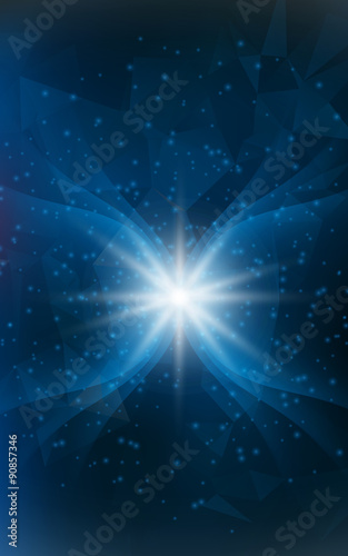 Bright star light vertical blue Christmas background doube