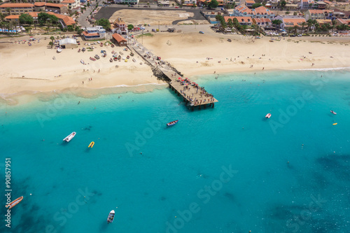 Aerial view of Santa Maria beach in Sal Island Cape Verde - Cabo photo