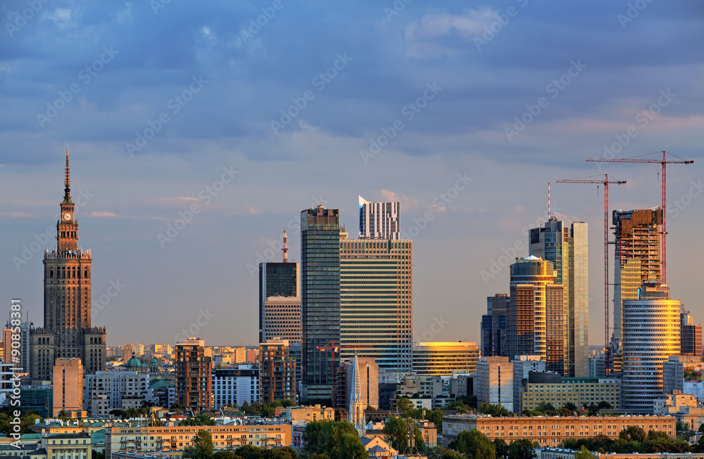 Twilight over the center of Warsaw. HDR - high dynamic range
