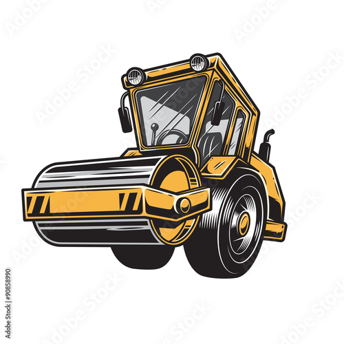 Vector illustration of steamroller