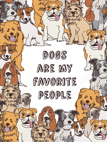 Group dogs frame border and sign color