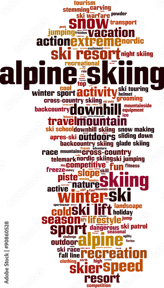 Obraz premium Alpine skiing word cloud concept. Vector illustration