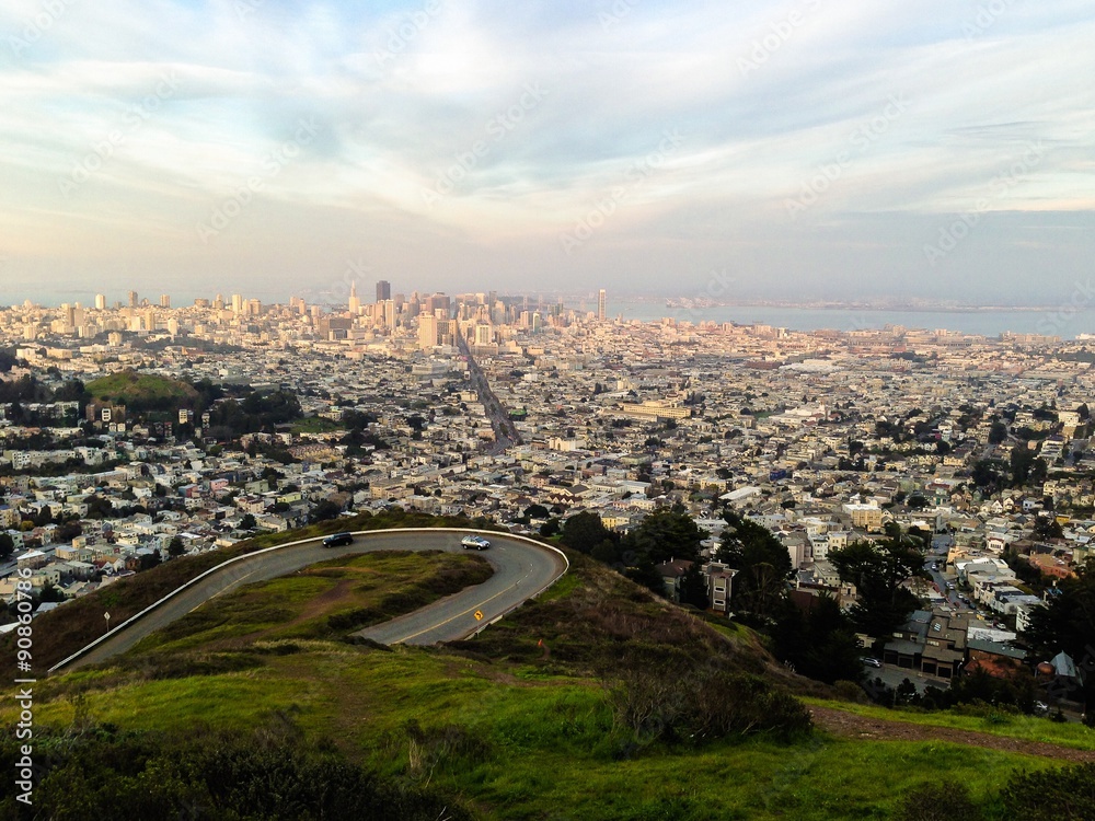 Obraz premium city of san francisco from twin peaks