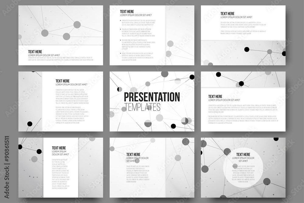 Set of 9 templates for presentation slides. Abstract gray Set of 9 templates for presentation slides. Abstract gray