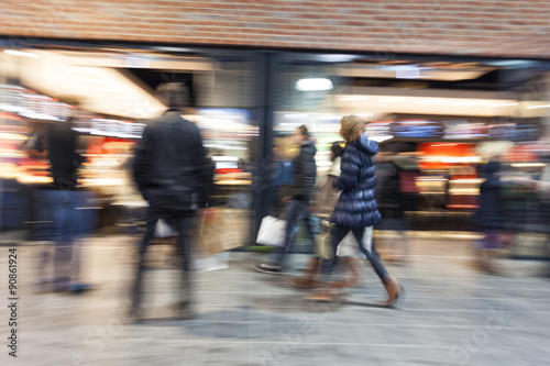 Abstract image of people in street and modern style with a blurr