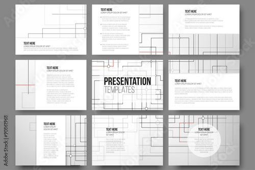 Set of 9 templates for presentation slides. Abstract vector