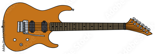 Orange electric guitar / Hand drawing, vector illustration