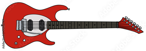 Red electric guitar / Hand drawing, vector illustration