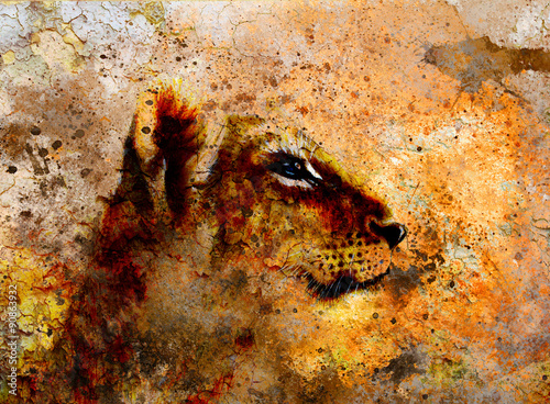 malowidlo-przedstawiajace-glowe-mlodej-lwicy