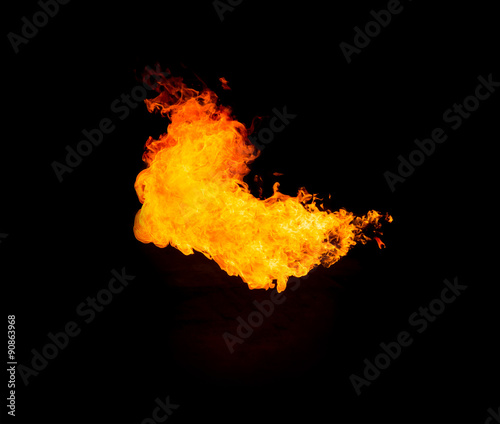 big flame ignites in campfire