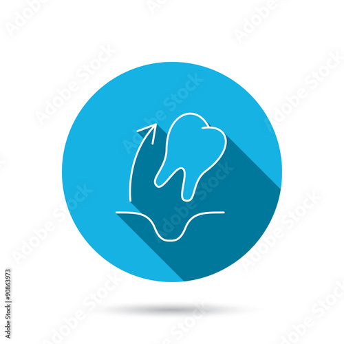 Tooth extraction icon. Dental paradontosis sign.
