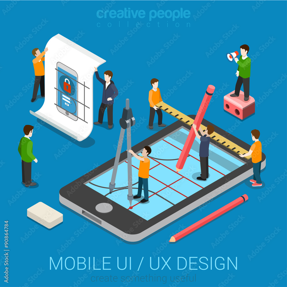 Flat 3d isometric UI/UX design web infographic concept Flat 3d isometric UI/UX design web infographic concept