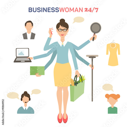 Businesswoman with many hands multitasking