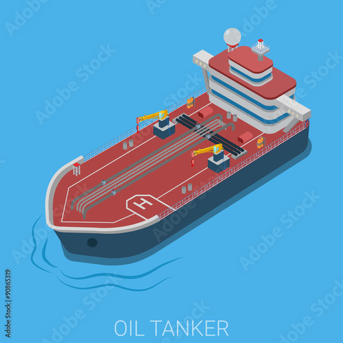 Isometric ocean oil tanker barge