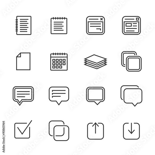 Notes, memos and plans icons