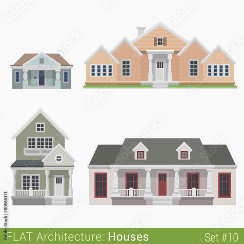 Flat style vector countryside buildings