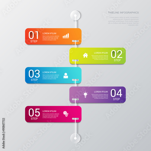 Vector timeline process steps labels template background